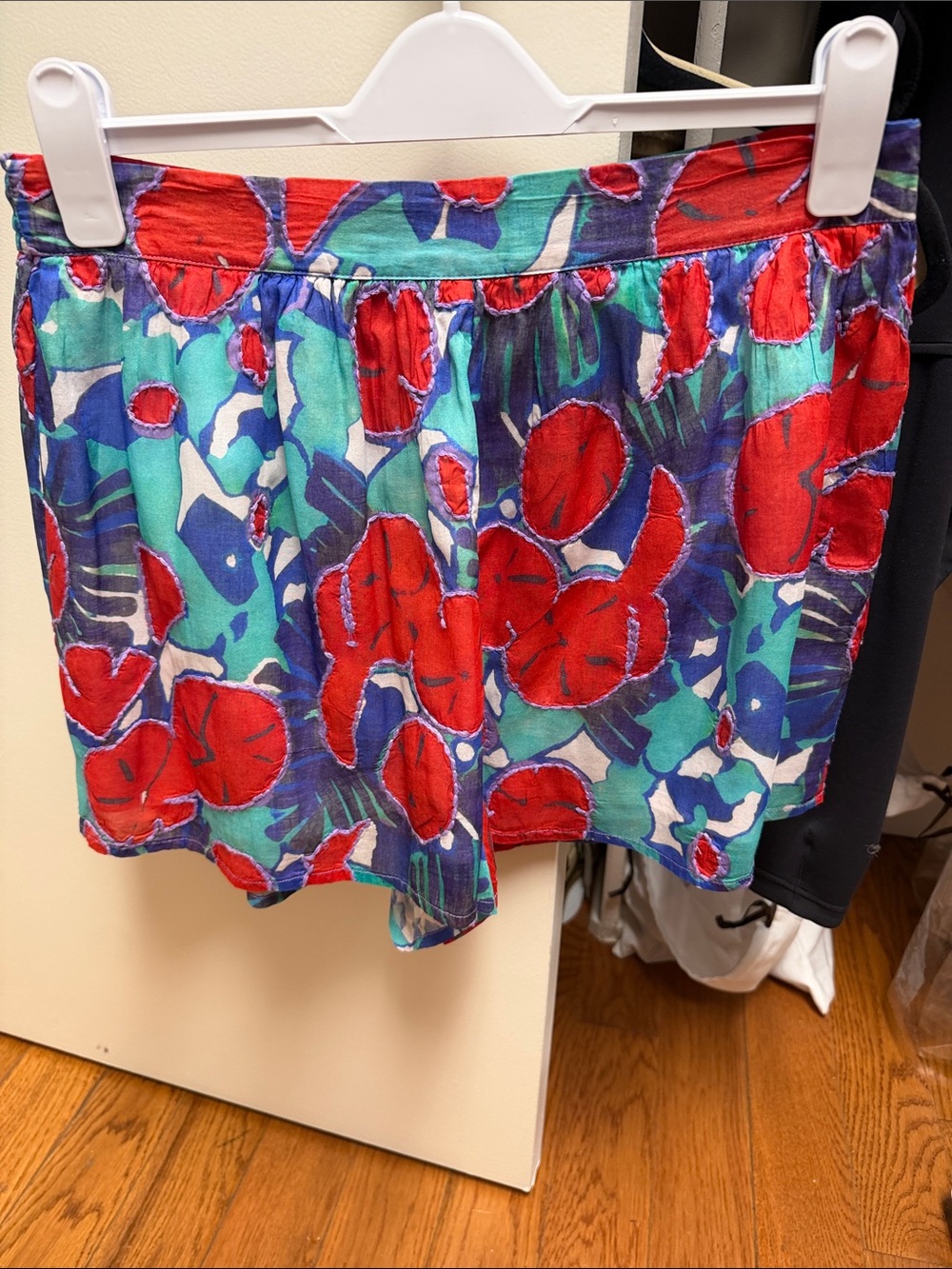 Marie Oliver Cleo Floral Elastic-Waist Skort with Teal and Blue Print